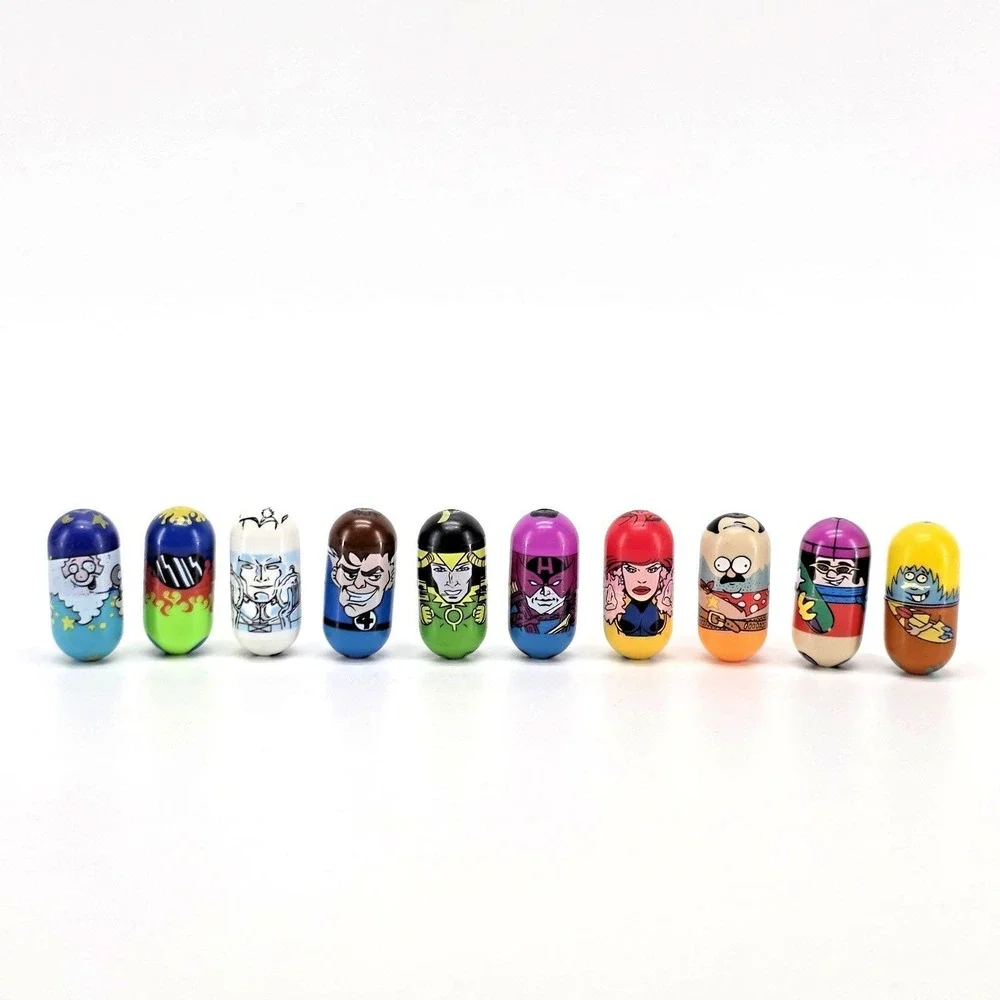 Lot of 10 Mighty Beanz Rare Marvel Heroes Loki Hawkeye Iceman X-Men Wizard Stunt